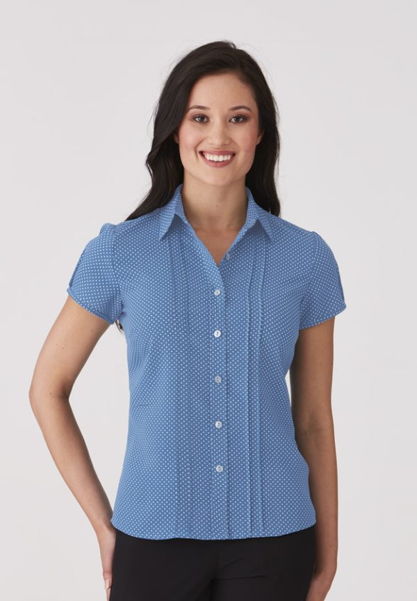 blue city stretch spot blouse