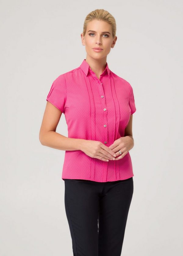 city hot pink stretch spot blouse
