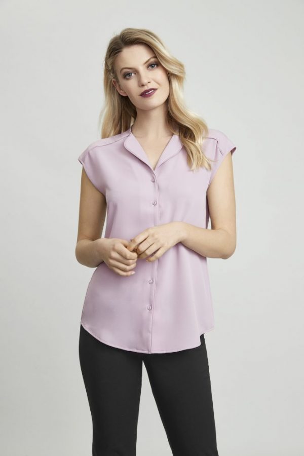 pink cap sleeve blouse shirt